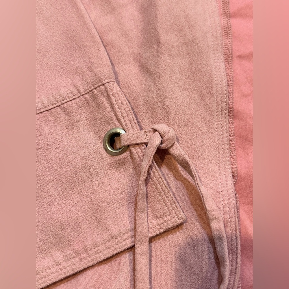 Cato Light Pink Suede Tie-front Jacket - Picture 4 of 14